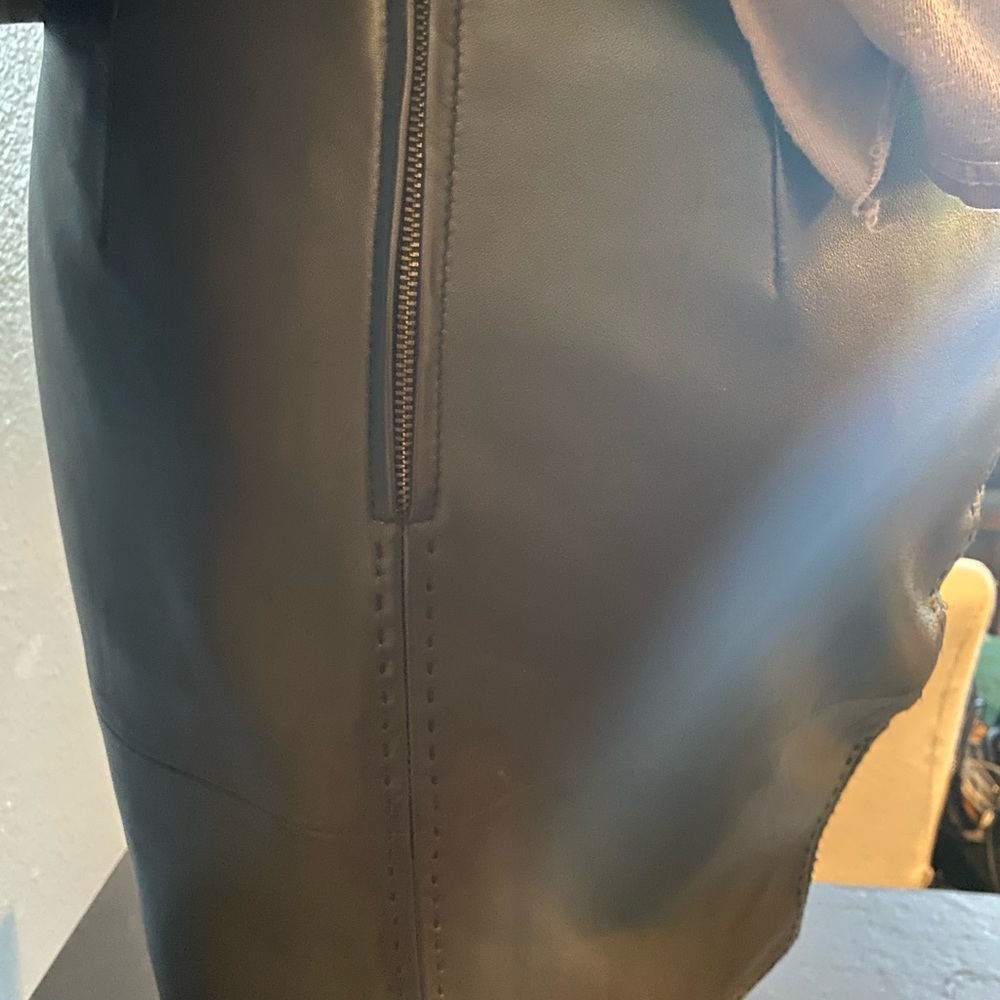 90’s Real Leather Skirt w. Stitching Sz M - Picture 7 of 8
